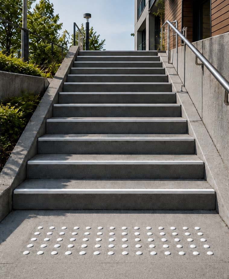 Kontrastmarkering trappa utomhus