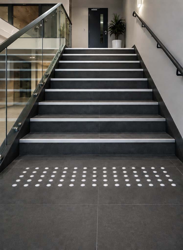 Kontrastmarkering trappa inomhus